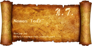 Nemes Teó névjegykártya
